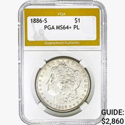 1886-S Morgan Silver Dollar PGA MS64+ PL