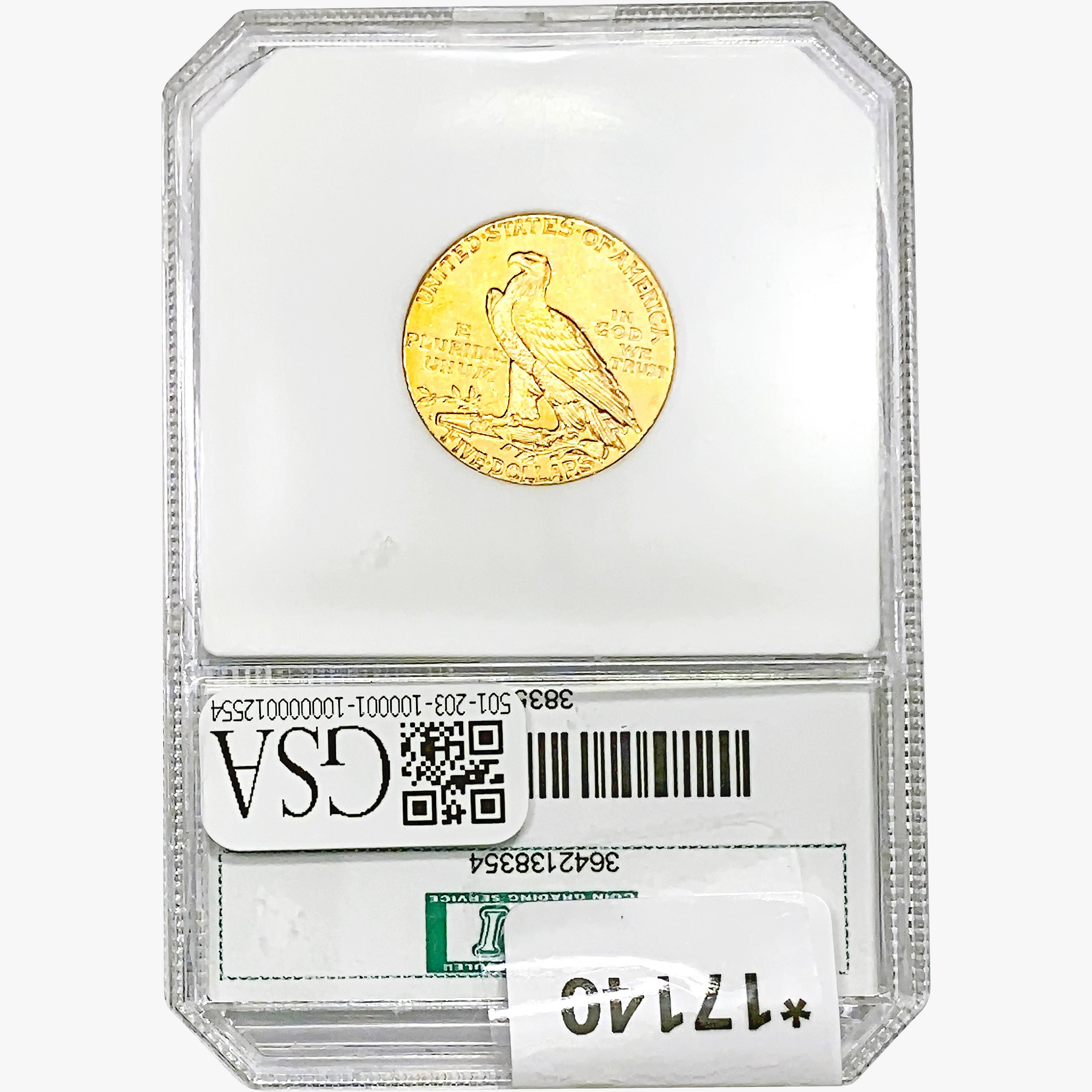 1909-S $5 Gold Half Eagle PCI MS63