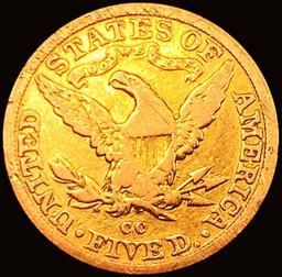 1882-CC $5 Gold Half Eagle CLOSELY UNCIRCULATED