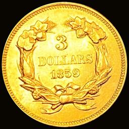 1859 $3 Gold Piece CHOICE BU