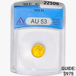 1859 Rare Gold Dollar ANACS AU53
