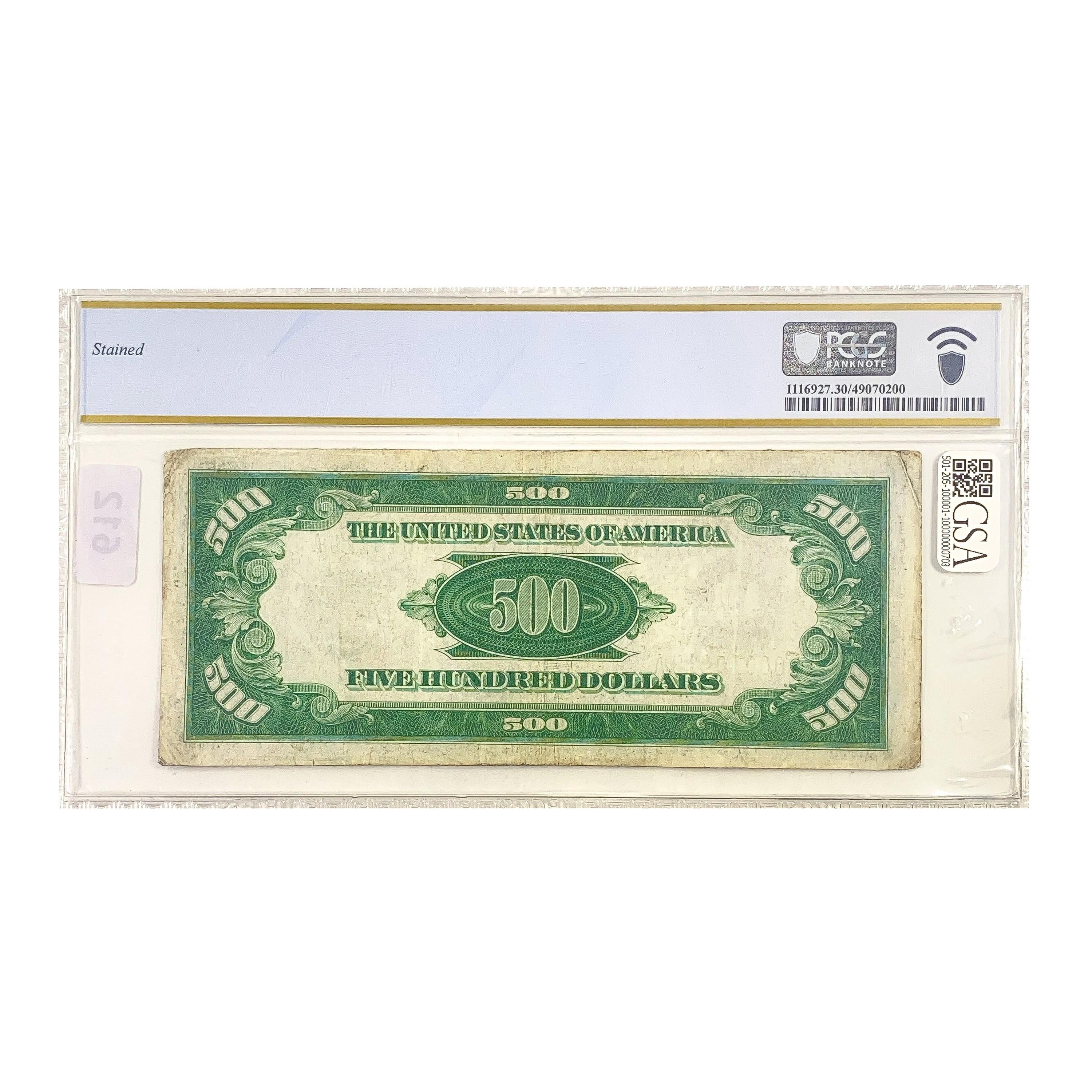 1934 $500 Federal Reserve Note PCGS VF 30