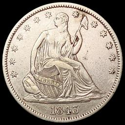 1843 Seated Liberty Half Dollar CLOSELY UNCIRCULAT