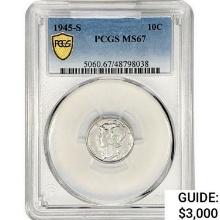1945-S Mercury Silver Dime PCGS MS67