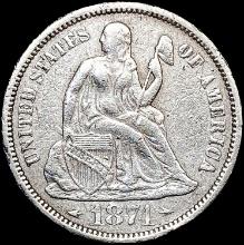 1871 Arws Seated Liberty Dime NEARLY UNCIRCULATED