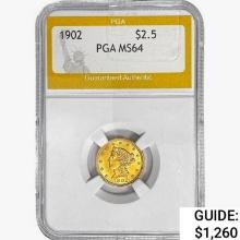 1902 $2.50 Gold Quarter Eagle PGA MS64