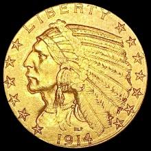 1914-S $5 Gold Half Eagle CLOSELY UNCIRCULATED