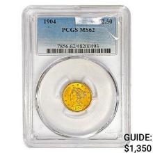 1904 $2.50 Gold Quarter Eagle PCGS MS62