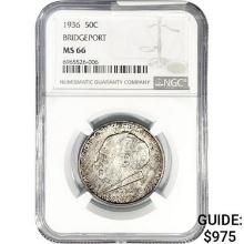 1936 Bridgeport Half Dollar NGC MS66