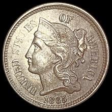 1865 Nickel Three Cent CLOSELY UNCIRCULATED