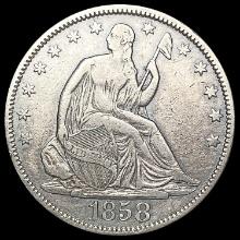 1858 Seated Liberty Half Dollar CLOSELY UNCIRCULAT