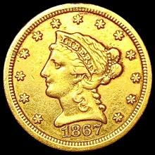 1867-S $2.50 Gold Quarter Eagle CLOSELY UNCIRCULAT