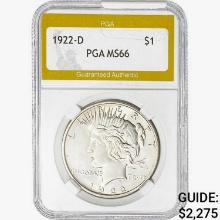 1922-D Silver Peace Dollar PGA MS66