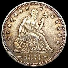 1874 Arrows Seated Liberty Quarter CLOSELY UNCIRCU