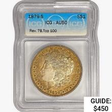 1879-S Morgan Silver Dollar ICG AU50 REV 78