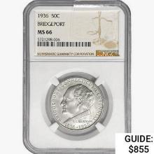 1936 Bridgeport Half Dollar NGC MS66