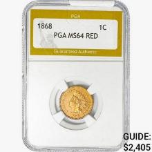 1868 Indian Head Cent PGA MS64 RED