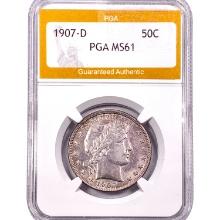 1907-D Barber Half Dollar PGA MS61