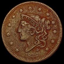 1838 Coronet Head Large Cent LIGHTLY CIRCULATED