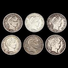 1898-1910 "D" and "S" Mint Barber Dimes [6 Coins]