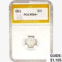 1853 Silver Three Cent PGA MS64+