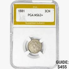 1881 Nickel Three Cent PGA MS63+