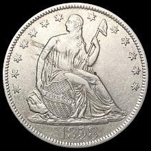 1858-S Seated Liberty Half Dollar CLOSELY UNCIRCUL