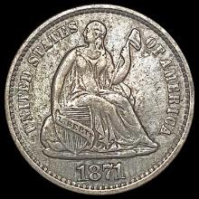 1871 Seated Liberty Half Dime NEARLY UNCIRCULATED