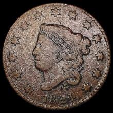 1824 Coronet Head Large Cent NICELY CIRCULATED