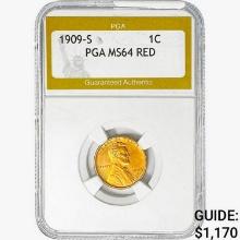 1909-S Wheat Cent PGA MS64 RED