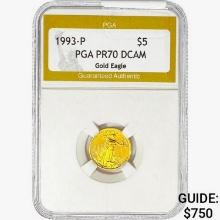 1993-P $5 1/10oz Gold Eagle PGA PR70 DCAM