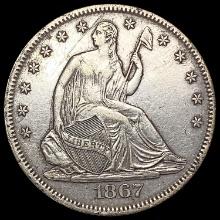 1867 Seated Liberty Half Dollar CLOSELY UNCIRCULAT