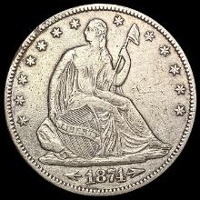 1874 Seated Liberty Half Dollar CLOSELY UNCIRCULAT