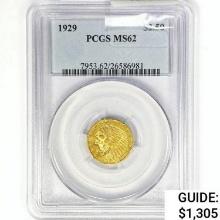1929 $2.50 Gold Quarter Eagle PCGS MS62