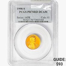 1998-S Lincoln Memorial Cent PCGS PR70 RD DCAM