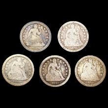 [5] 1842-O Seated Liberty Dimes NICELY CIRCULATED