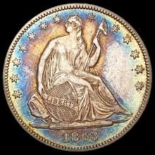 1863 Seated Liberty Half Dollar CHOICE AU