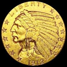 1912 $5 Gold Half Eagle CHOICE AU