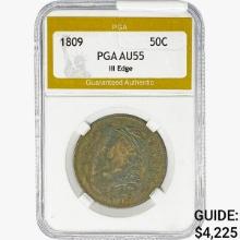 1809 Capped Bust Half Dollar PGA AU55 III Edge