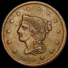 1840  Braided Hair Large Cent CLOSELY UNCIRCULATED