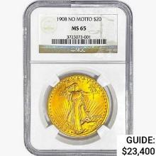 1908 $20 Gold Double Eagle NGC MS65