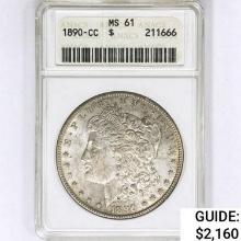 1890-CC Morgan Silver Dollar ANACS MS61