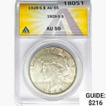 1928-S Silver Peace Dollar ANACS AU55