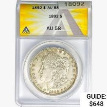1892 Morgan Silver Dollar ANACS AU58