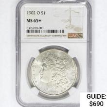 1902-O Morgan Silver Dollar NGC MS65+