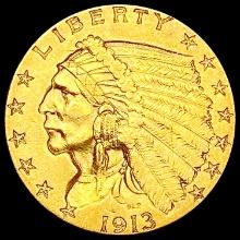 1913 $2.50 Gold Quarter Eagle CLOSELY UNCIRCULATED