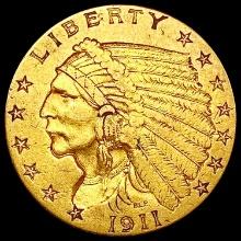 1911 $2.50 Gold Quarter Eagle CHOICE AU