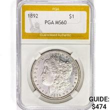 1892 Morgan Silver Dollar PGA MS60