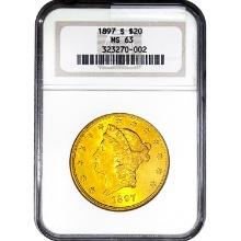 1897-S $20 Gold Double Eagle NGC MS63