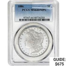 1886 Morgan Silver Dollar PCGS MS64 DMPL